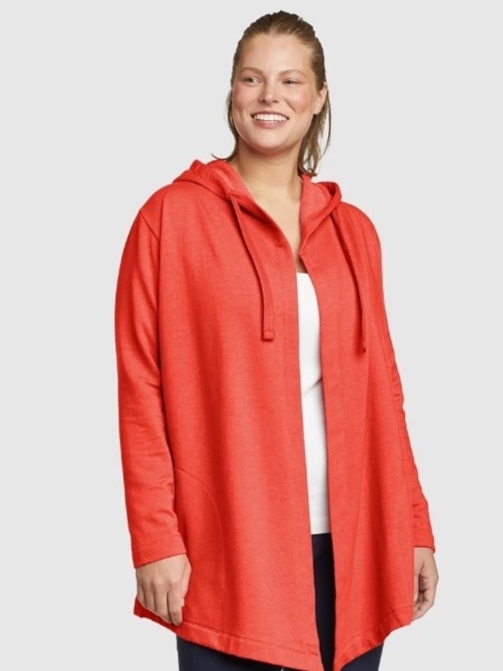 NWT Eddie Bauer Motion cozy wrap cardigan jacket hooded Terracotta sz 2X